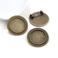 Antique bronze round brooch base with textured bezel for DIY jewelry making - Antique Bronze Round Style (D1-26)