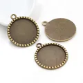 Base per ciondolo rotondo in bronzo antico 25mm per creazione gioielli fai da te - A4-12