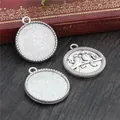 Base per pendente uccello argento vintage 25mm per gioielli fai-da-te su legno - A4-35