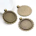 Antique bronze 25mm star-rimmed round pendant trays for DIY jewelry making - Five-Star Border Round Base Style (A3-05)