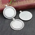 Vintage alloy pendant tray with 25mm inner diameter and decorative petal border detail - Petal Decoration Border Style (A3-43)
