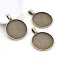 Three round antique bronze alloy pendant trays for DIY jewelry making accessories - Antique Bronze Style (A5-05)