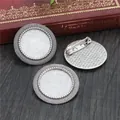 20mm silver alloy round brooch base with woven edge and pin back for DIY jewelry crafts - Antique Silver Round Woven Texture Style (D1-25)