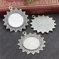 Tre ciondoli a girasole in lega d'argento antico per gioielli fai-da-te su base di legno - A3-54