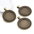 25mm vintage bronze alloy pendant tray for DIY jewelry making with textured edge - Granular Embossed Round Style (A3-49)