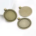 Vintage bronze 25mm round pendant tray settings for DIY jewelry making accessories - Sunflower Edge Round Style (A3-18)