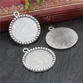 Basi per ciondoli 25mm in argento antico con motivo a raggiera per creazione gioielli - A4-18