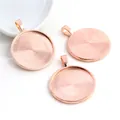 Drei roségoldene Anhänger-Lünetten mit 25 mm Durchmesser und Sonnenstrahlmuster für DIY-Schmuck - Roségold-Stil (A3-61)