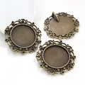 Vintage bronze alloy pendant tray 25mm inner diameter for DIY jewelry making - Antique Bronze Round Edge Style (A3-56)