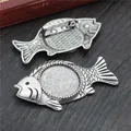 Antik-silberne Fisch-Brosche mit 20mm runder Fassung für DIY-Schmuckherstellung - Antikes Silber Kleiner Fischform Stil (D1-31)