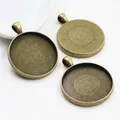 Three round antique bronze alloy pendant trays for DIY jewelry making on white background - Antique Bronze Honeycomb Anti-slip Style (B7-24)