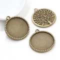 Three pieces of 25mm vintage bronze alloy tree of life pendants and DIY jewelry trays - Antique Bronze Tree of Life Style (A4-01)