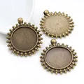 Antique bronze 25mm round bezel trays for DIY jewelry making pendants and resin crafts - Micro Ball Decor Ray Border Style (A4-20)