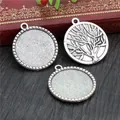 25mm vintage silver tree alloy cabochon settings for DIY jewelry making pendants - Antique Silver Tree of Life Style (A3-33)