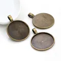 Drei runde Anhänger-Tabletts aus Bronzelegierung mit 25 mm Innendurchmesser und Sonnenmuster - Antiker Bronze-Stil (A4-08)