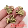 Set mit 3 Eichhörnchen-Anhängern aus Bronze für DIY-Schmuck, Größe 21x20mm - Antikbronze Eichhörnchen (R5-30)