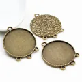 Vintage bronze alloy pendant base with 30mm inner diameter and leaf texture for DIY jewelry - Pendant Only (Without Chain) / Ancient Bronze