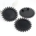 Three-piece set of matte black sunflower brooch bases for DIY jewelry making - Matte Black Sunflower Style (B5-42)