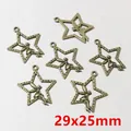 Antique bronze star charm with fairy silhouette, 29x25mm DIY jewelry pendants 6pcs - Antique Bronze Fairy Star Charm (F1-11)