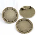 Antique bronze 30mm round brooch base with decorative spiral edge for DIY jewelry making - Antique Bronze Spiral Radiant Style (D2-17)