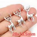 Vintage Silber 3D Hirsch Anhänger aus Legierung für DIY Schmuck, Größe 28x13,5mm - Antiksilber Eleganter Hirsch (R6-44)