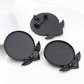 Black heart with wings alloy brooch base for DIY jewelry making set of three - Black Winged Heart Style (B6-43)