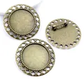 30mm bronze alloy round brooch base with geometric lattice lace for DIY jewelry making - Antique Bronze Hollow Mesh Style (B6-42)