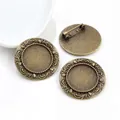 Vintage Bronze Rund 20mm Brosche Basis Fassung für DIY Schmuckherstellung Zubehör - Vintage Runde Relief Schriftrolle Muster Stil (D1-28)