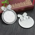 30mm antique silver bowknot alloy pendant base and brooch DIY jewelry findings - Antique Silver Polka Dot Bow Style (B6-13)