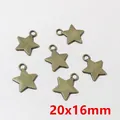 Set of 6 bronze star-shaped alloy pendants for DIY jewelry making, size 20x16mm - Bronze Star Charm (F3-14)