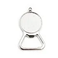 Silver metal DIY bottle opener pendant with round 25mm tray base for jewelry making - 25mm / Silver