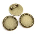 25mm antique bronze alloy brooch base with braided edge for DIY jewelry making - Antique Bronze