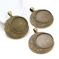 Macro view of bronze alloy pendant base with Nordic runes and Vegvisir symbols - Nordic Rune Engraved Style (A3-13)