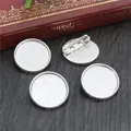 20mm runder silberner Brosche-Rohling aus Legierung für DIY-Schmuckherstellung - Silber Runder Mattierter Stil (D2-35)