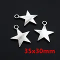 Three antique silver star pendants for DIY jewelry making in 35x30mm size - Antique Silver Star Charm (F3-17)