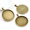 30mm bronze alloy pendant base for DIY jewelry making with sunburst pattern detail - Antique Bronze Cabochon Base (B7-30)