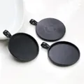 Black 30mm round alloy pendant trays for DIY jewelry making with matte finish - Matte Black Simple Style (B5-23)
