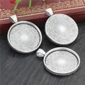 Set of 30mm vintage silver alloy round pendant trays with sunburst texture for DIY jewelry - Retro Silver Zinc Alloy Sun Pattern Style (B1-40)