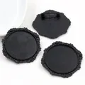 30mm black alloy brooch base with embossed edge and safety pin for DIY jewelry making - Black Sunflower Petal Style (B5-30)