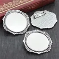 30mm silver alloy flower brooch base cabochon setting for DIY jewelry making - Silver Sunflower Petal Style (B5-17)