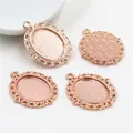 Rose gold oval cabochon base settings with hollow lace edge for DIY jewelry making - Rose Gold Hollow Lace Frosted Style (D2-60)