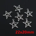 Retro silver double-layered star charm for DIY jewelry making, size 22x20mm - Antique Silver Double Layer Star Charm (F3-24)