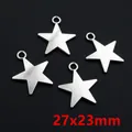 Matte silver alloy star pendants for DIY jewelry making set of 4 pieces 27x23mm - Silver Frosted Star Charm (F3-25)