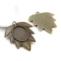Support pendentif feuille d'érable en bronze vintage avec base ovale pour bijoux DIY - Style Forme de Feuille Bronze Antique (C3-41)