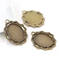 Oval antique bronze bezel trays for 18x25mm DIY jewelry making pendants - Antique Bronze Oval Wavy Base