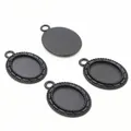 Set of 4 black oval alloy pendant trays with 13x18mm inner diameter for DIY jewelry - Black Rope Pattern Oval Bezel Base (D2-54)