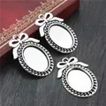 Trois supports de pendentif vintage argentés avec nœud pour création de bijoux DIY élégants - Motif Perle Nœud Argent Antique (C2-04)