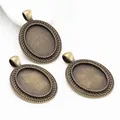 Lot de 3 supports pendentifs ovales en bronze antique pour création de bijoux DIY - Bronze Bead Trim Bezel (C3-19)