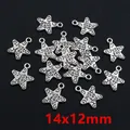 Set of 15 vintage silver star charms with Just For You engraving and 14x12mm size - Antique Silver Engraved Star Charm (R2-14)