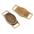 Pair of antique bronze 18x25mm oval bezel pendant connectors for DIY jewelry making - Antique Bronze Oval Slotted Connector